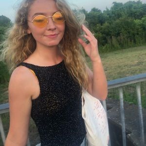 VINTAGE black sparkly cropped tank/ brand unknown